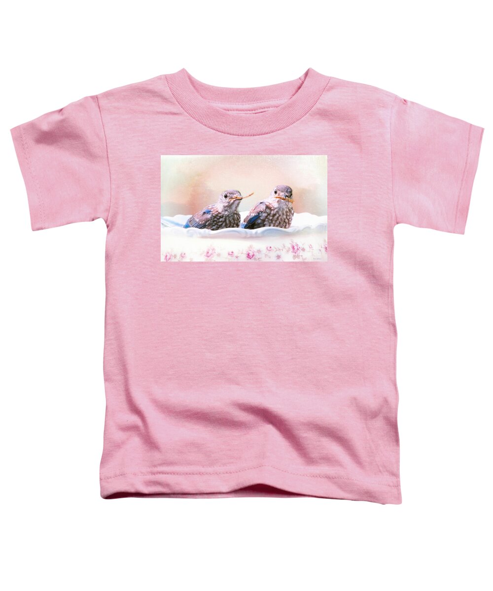 Bluebird Toddler T-Shirt featuring the digital art Little Bambinos by Tina LeCour