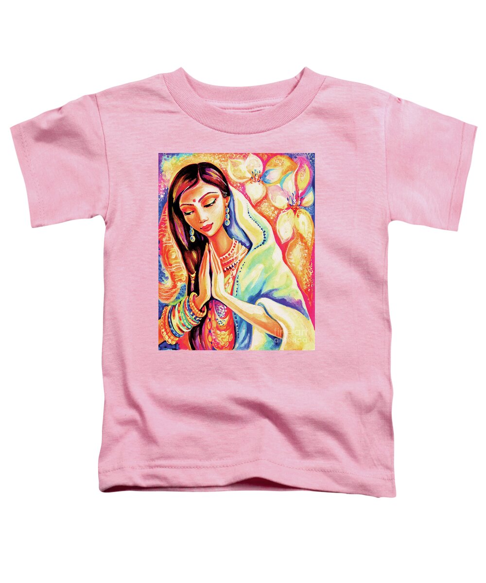 Praying Woman Toddler T-Shirt featuring the painting Little Himalayan Pray by Eva Campbell