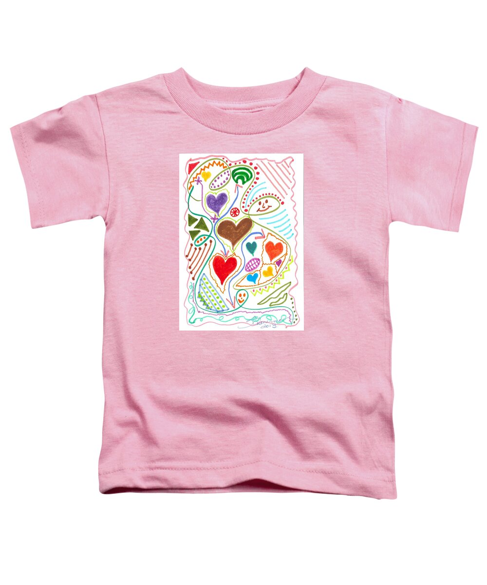 Doodle Art Toddler T-Shirt featuring the drawing Love is in the Air by Susan Schanerman