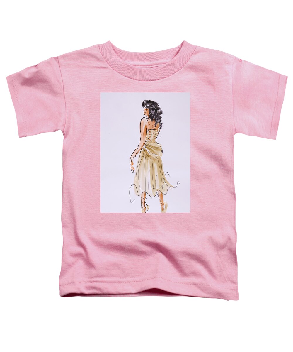 Shepherdesses Toddler T-Shirt featuring the drawing Lykanion dances for Daphnis favour by Peregrine Roskilly