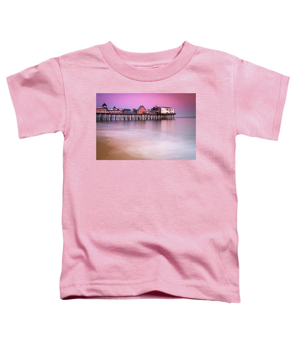 Maine Toddler T-Shirt featuring the photograph Maine Old Orchard Beach Pier Sunset by Ranjay Mitra