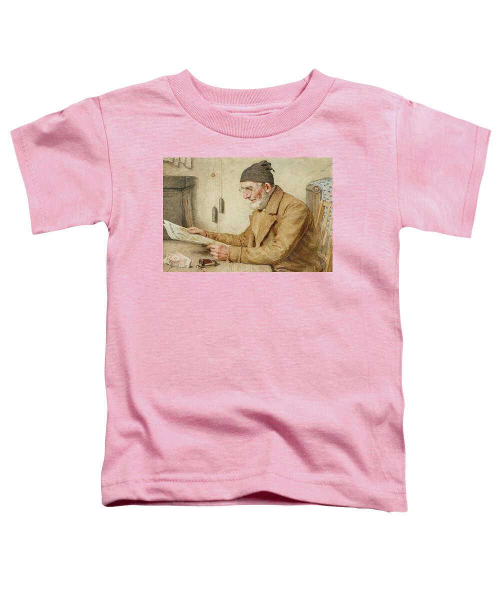 Anker Toddler T-Shirt featuring the painting Man Reading The Newspaper by Albert