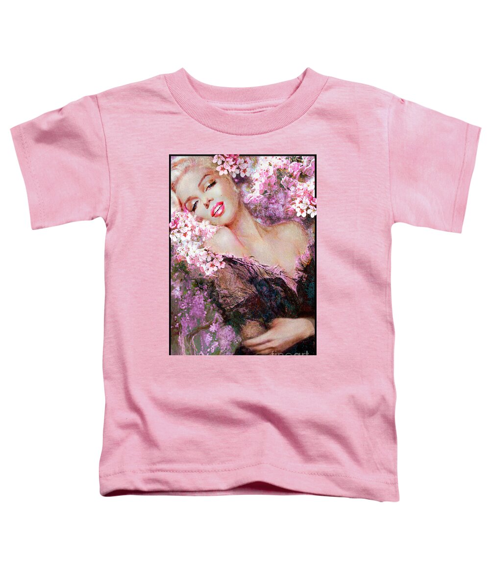 Theo Danella Toddler T-Shirt featuring the painting Marilyn Cherry Blossoms Pink by Theo Danella