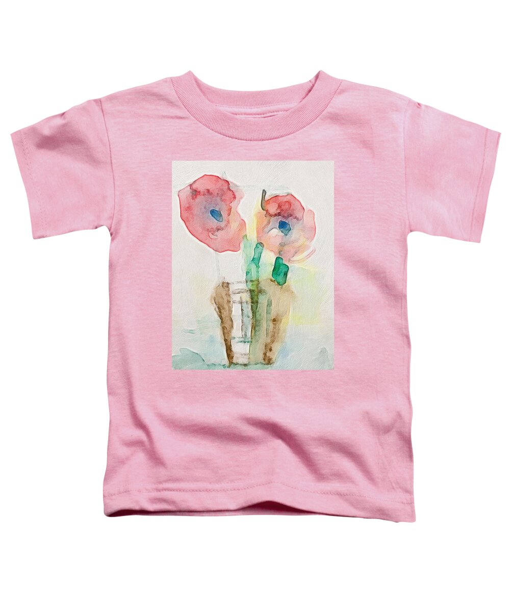 Minimal Art Toddler T-Shirt featuring the mixed media Minimal Red Flowers by Britta Zehm