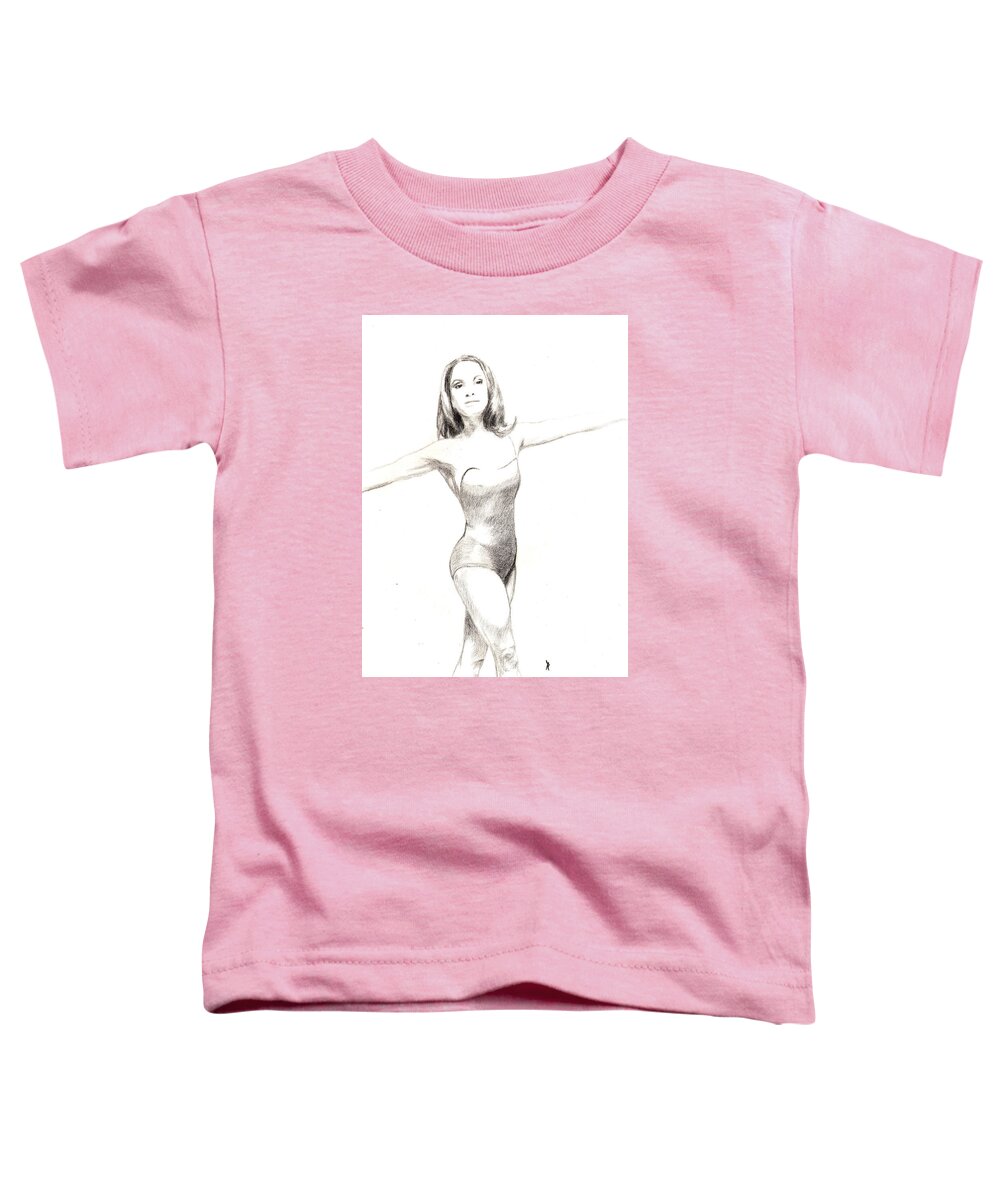 Dancer Toddler T-Shirt featuring the drawing Misty Ballerina Dancer II by Lee McCormick