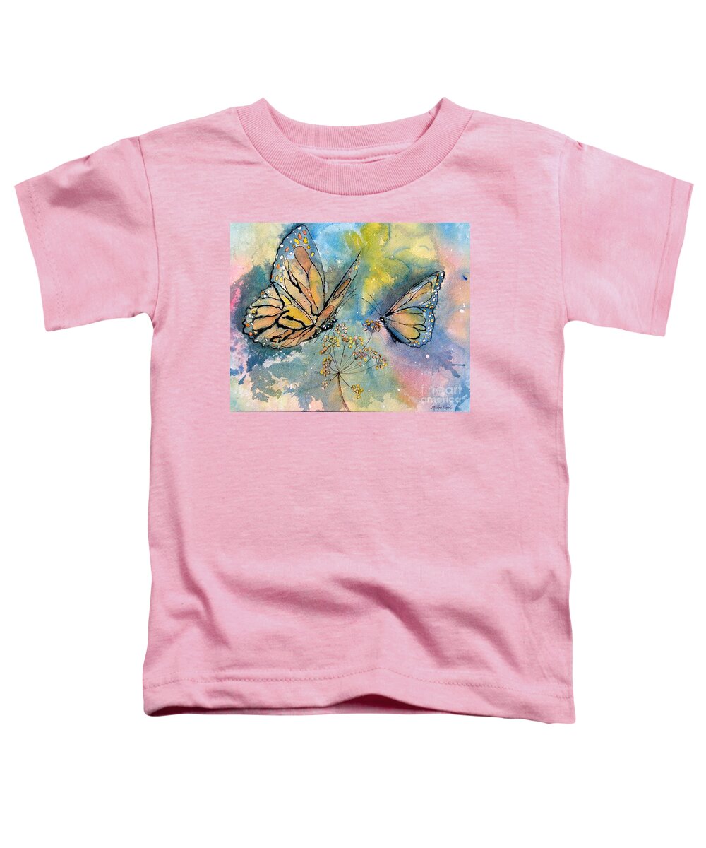 Monarch Butterflies Toddler T-Shirt featuring the painting Monarch Butterflies by Midge Pippel