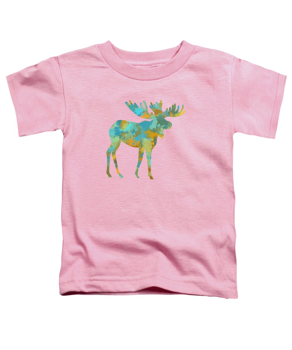 Moose Toddler T-Shirt featuring the mixed media Moose Watercolor Art by Christina Rollo