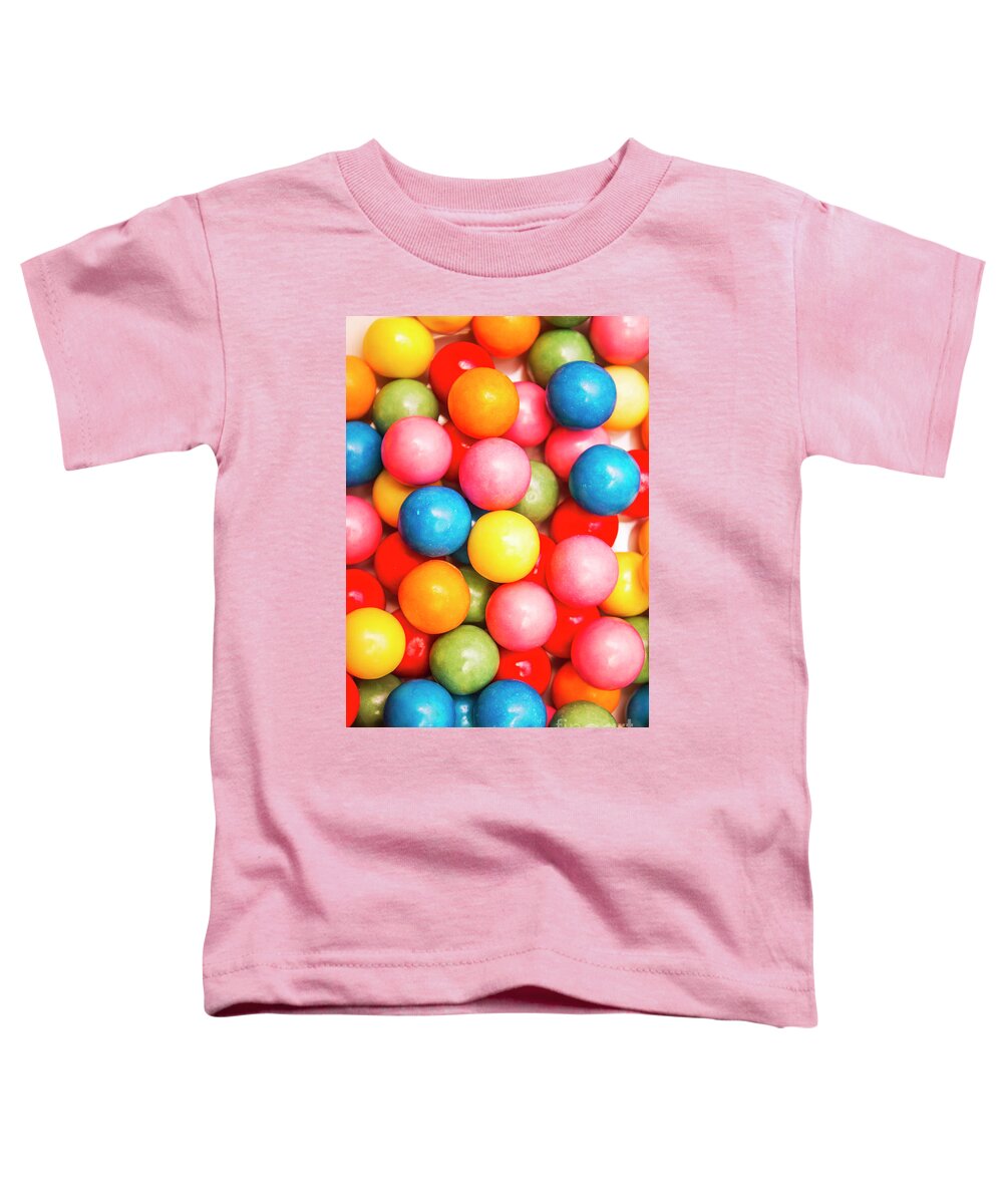 Lolly Toddler T-Shirt featuring the photograph Multi Colored Gumballs. Sweets Background by Jorgo Photography