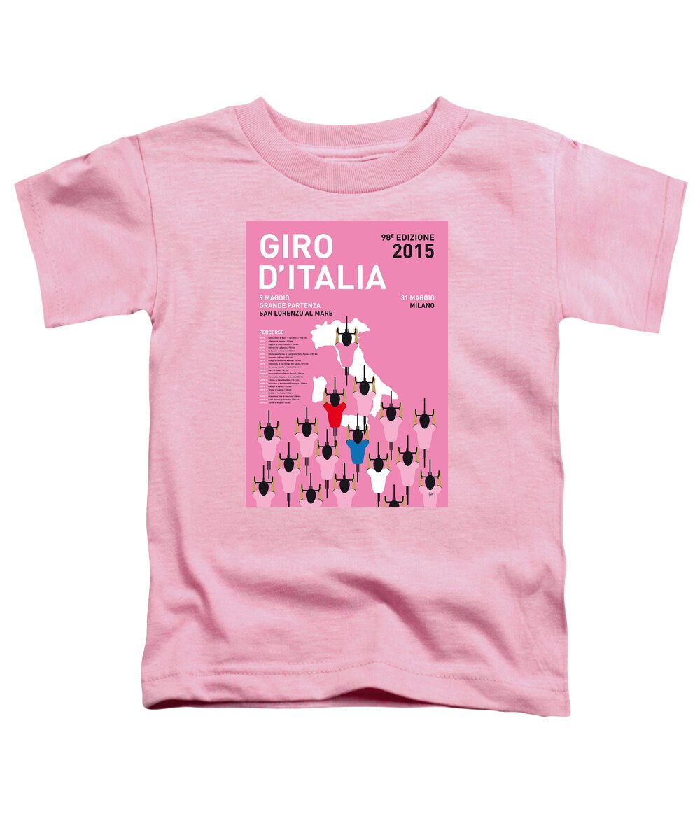 2015 Toddler T-Shirt featuring the digital art MY GIRO D'ITALIA MINIMAL POSTER Percorso 2015 by Chungkong Art