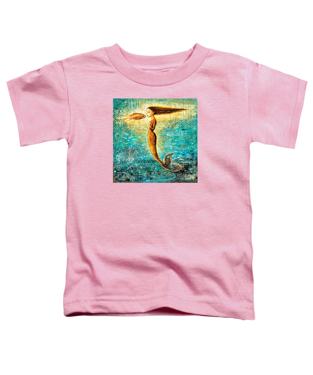 Mermaid Art Toddler T-Shirt featuring the painting Mystic Mermaid IV by Shijun Munns