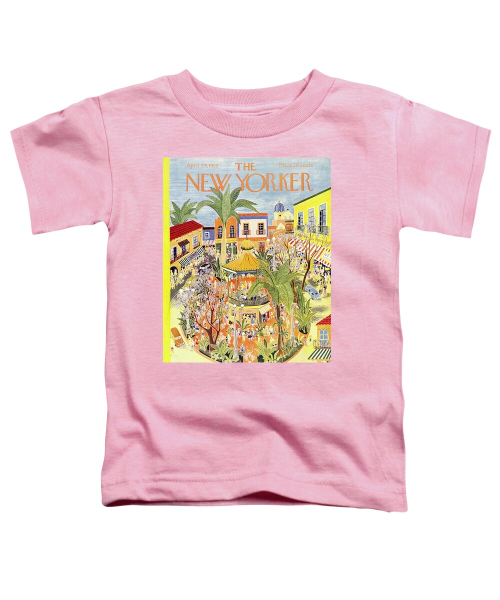 Tropical Toddler T-Shirt featuring the painting New Yorker April 25 1953 by Ilonka Karasz