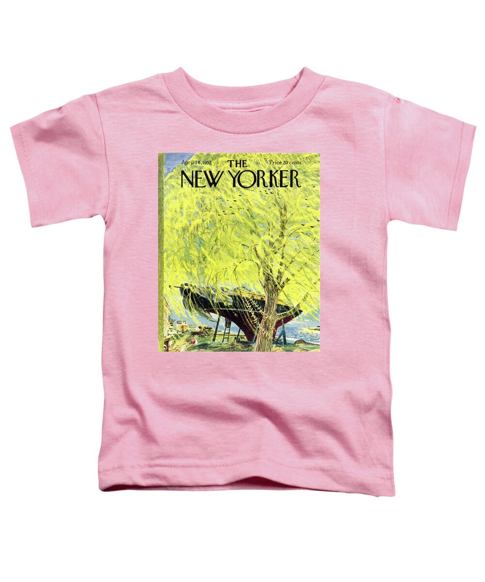 Sailboat Toddler T-Shirt featuring the painting New Yorker April 26 1952 by Garrett Price