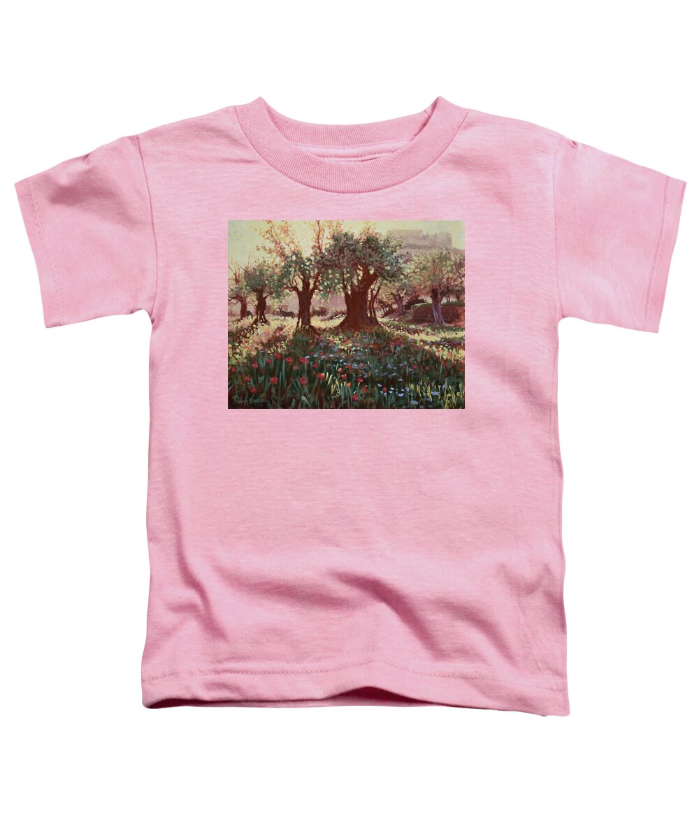  Toddler T-Shirt featuring the painting Nimrods Castle, Northern Galilee, Israel by Graham Braddock