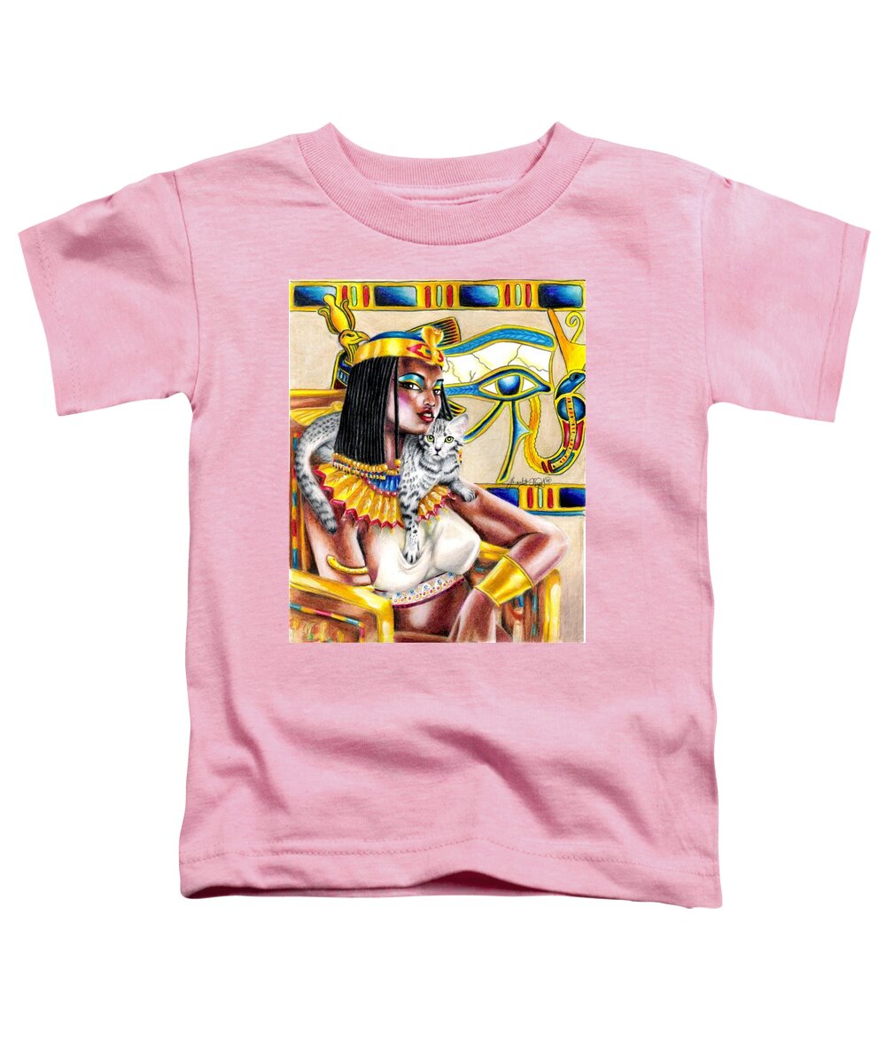 Egyptian Mau Toddler T-Shirt featuring the drawing Nubian Queen by Scarlett Royale