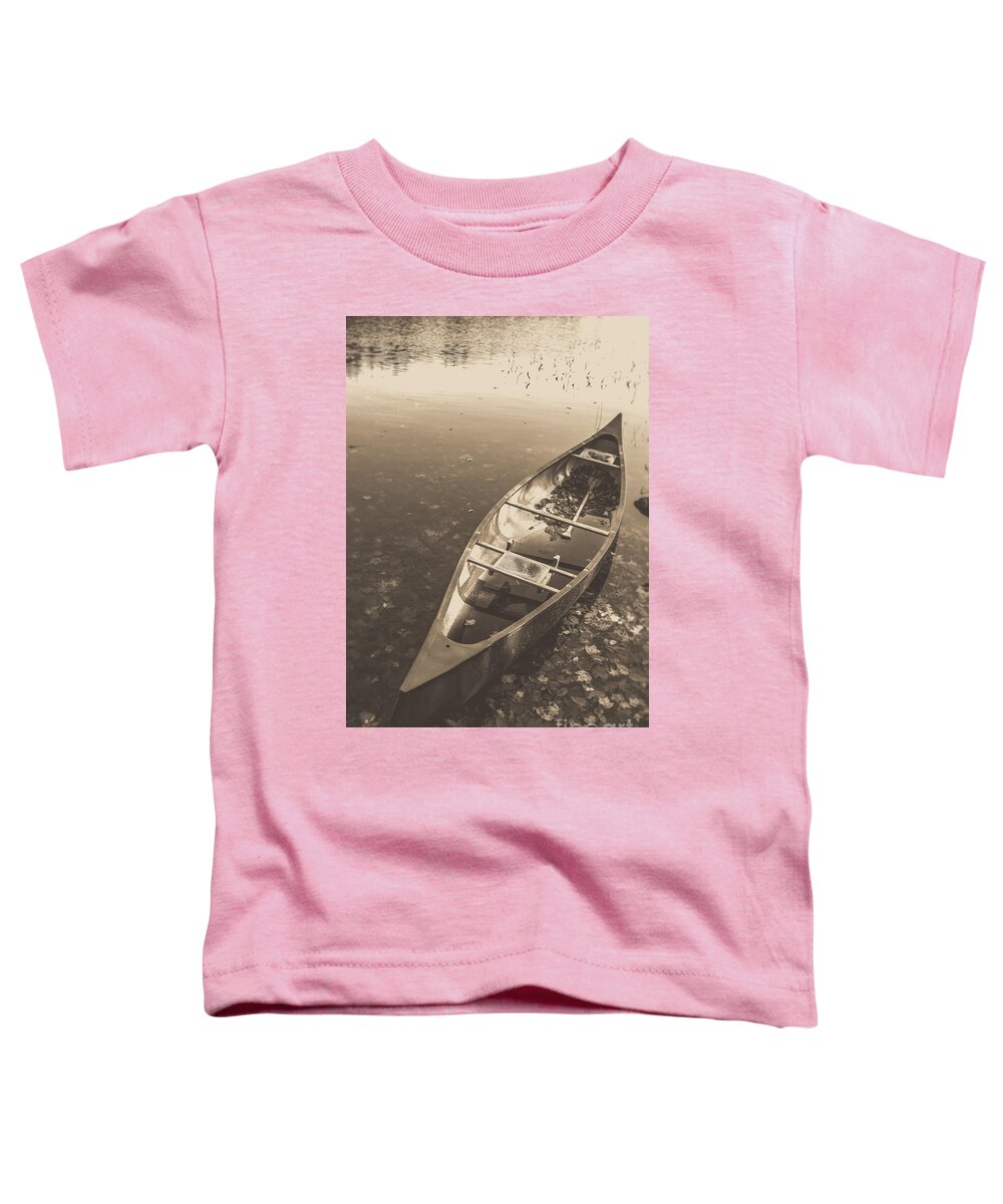 Boat Toddler T-Shirt featuring the photograph Old canoe on a lake Eastman Pond Grantham New Hampshire by Edward Fielding