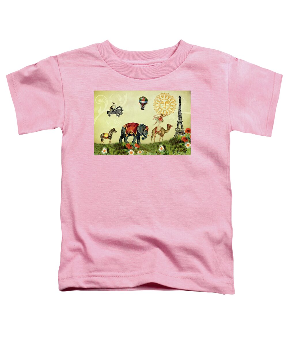 Eiffel Tower Toddler T-Shirt featuring the mixed media On Parade to the Eiffel Tower by Peggy Collins