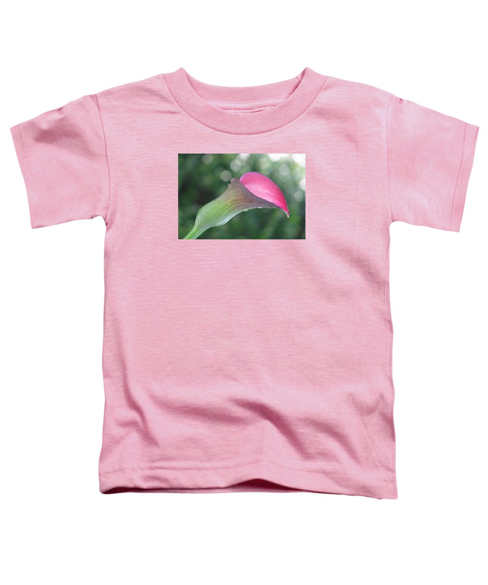 Pink Calla Lily Toddler T-Shirt featuring the photograph One Calla Morning by Angela Davies