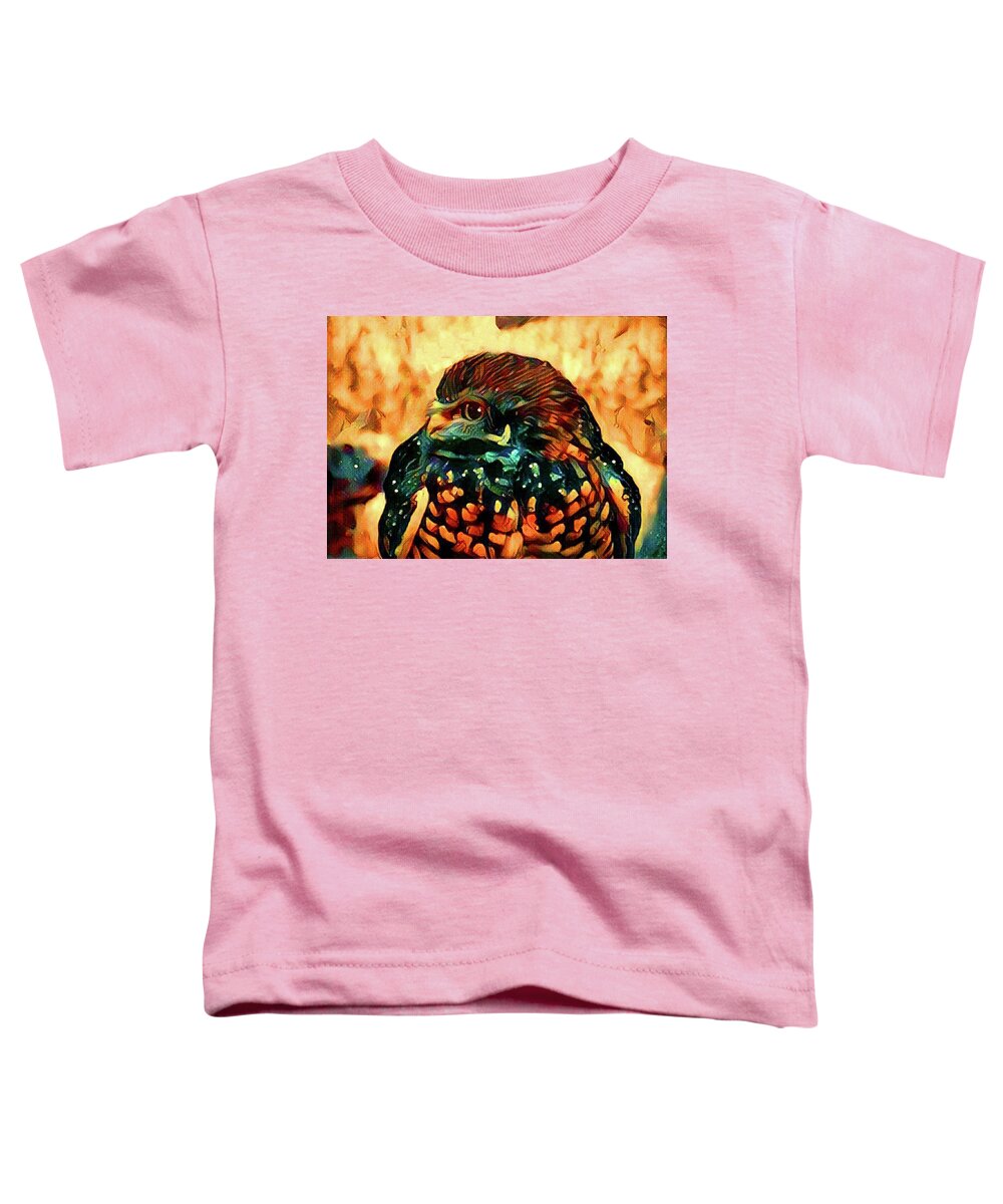 Burrowing Owl Toddler T-Shirt featuring the digital art Painted Burrowing Owl by Kathy Kelly