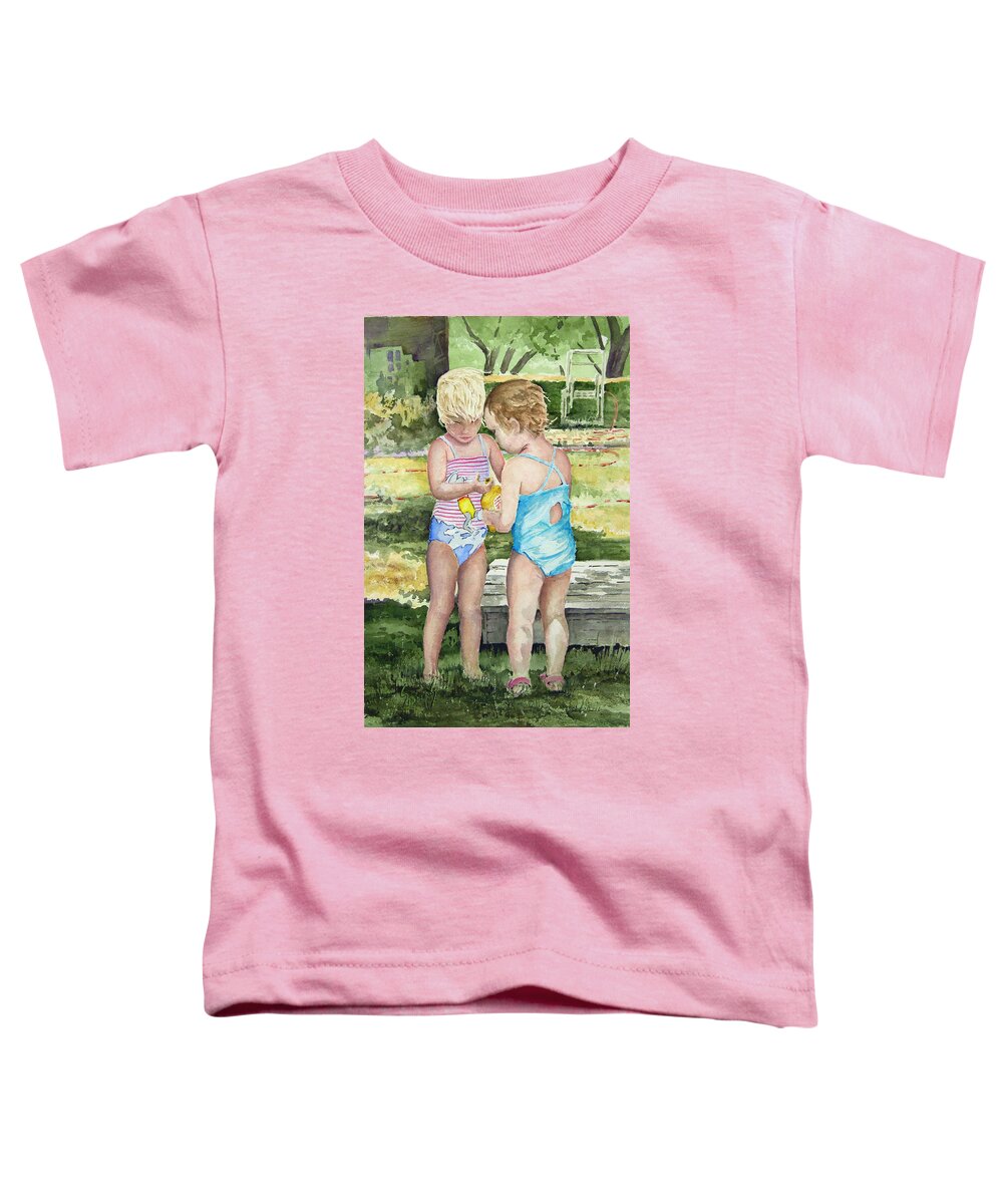 Children Toddler T-Shirt featuring the painting Pals Share by Sam Sidders