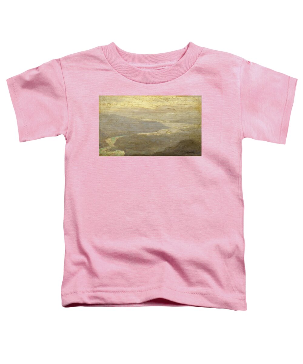 Pietro Fragiacomo Toddler T-Shirt featuring the painting Panorama On The River by Pietro Fragiacomo