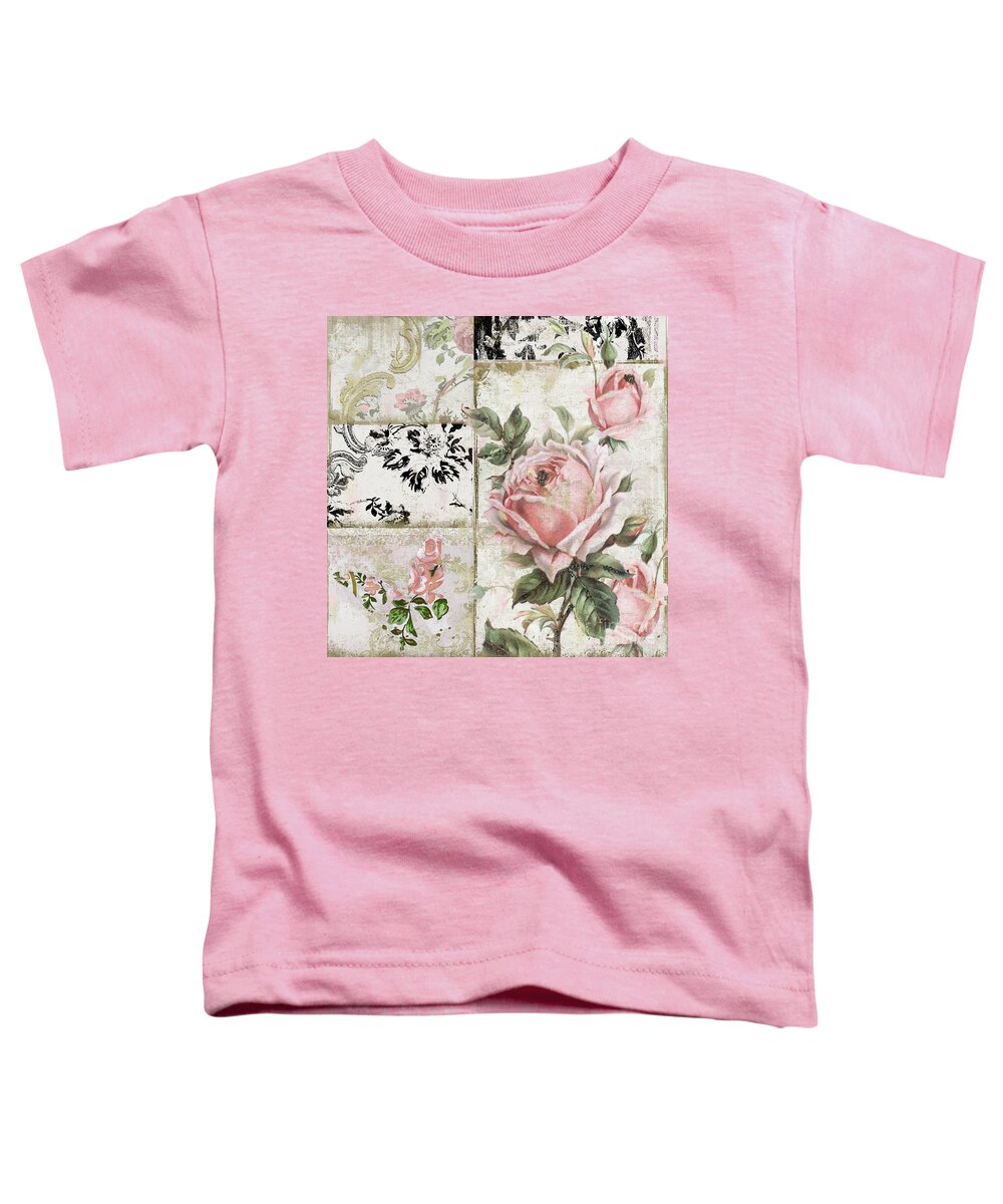 Shabby Roses Toddler T-Shirt featuring the painting Paris Pink Tea Roses by Mindy Sommers
