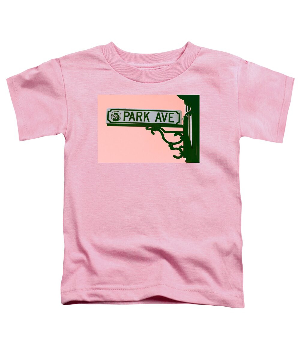Park Avenue Toddler T-Shirt featuring the digital art Park Avenue Sign on Pink by Valerie Reeves