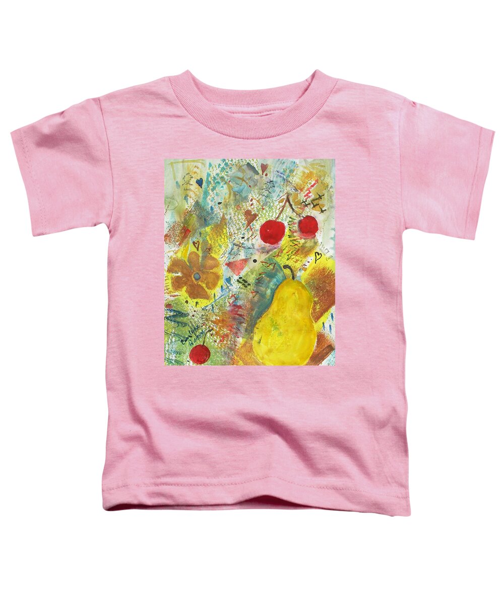 Cherries Toddler T-Shirt featuring the painting Pear with Cherries by Caroline Henry