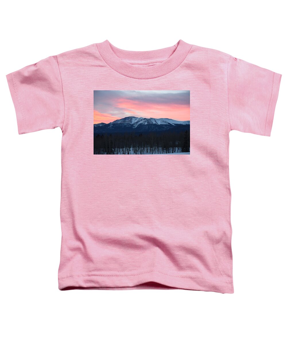 Berg Toddler T-Shirt featuring the photograph Sunrise Pikes Peak CO by Margarethe Binkley