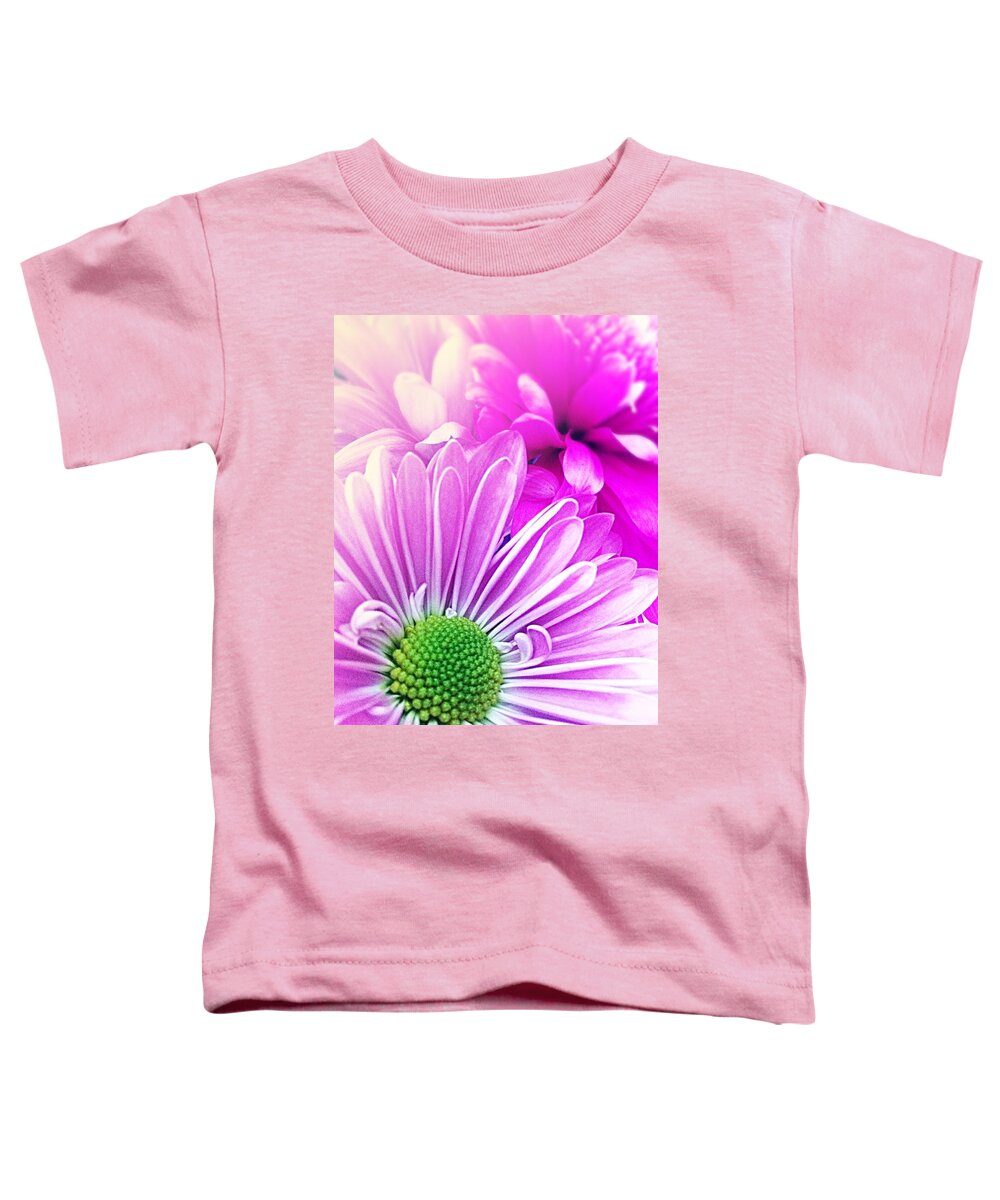 Daisy Toddler T-Shirt featuring the photograph Pink and Purple Daisy And Mum by Ellen Levinson