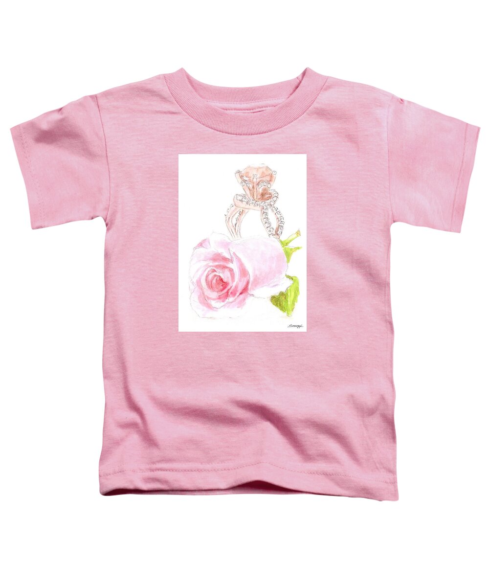 Rosebud Toddler T-Shirt featuring the drawing Pink Diamonds by Jayne Somogy
