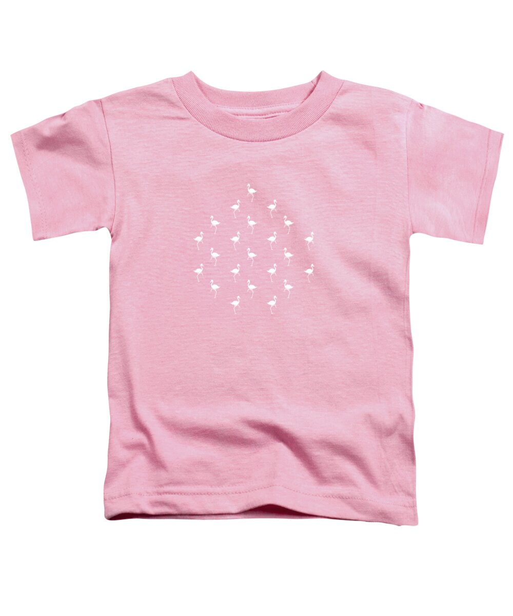 Flamingo Toddler T-Shirt featuring the mixed media Pink Flamingos Pattern by Christina Rollo