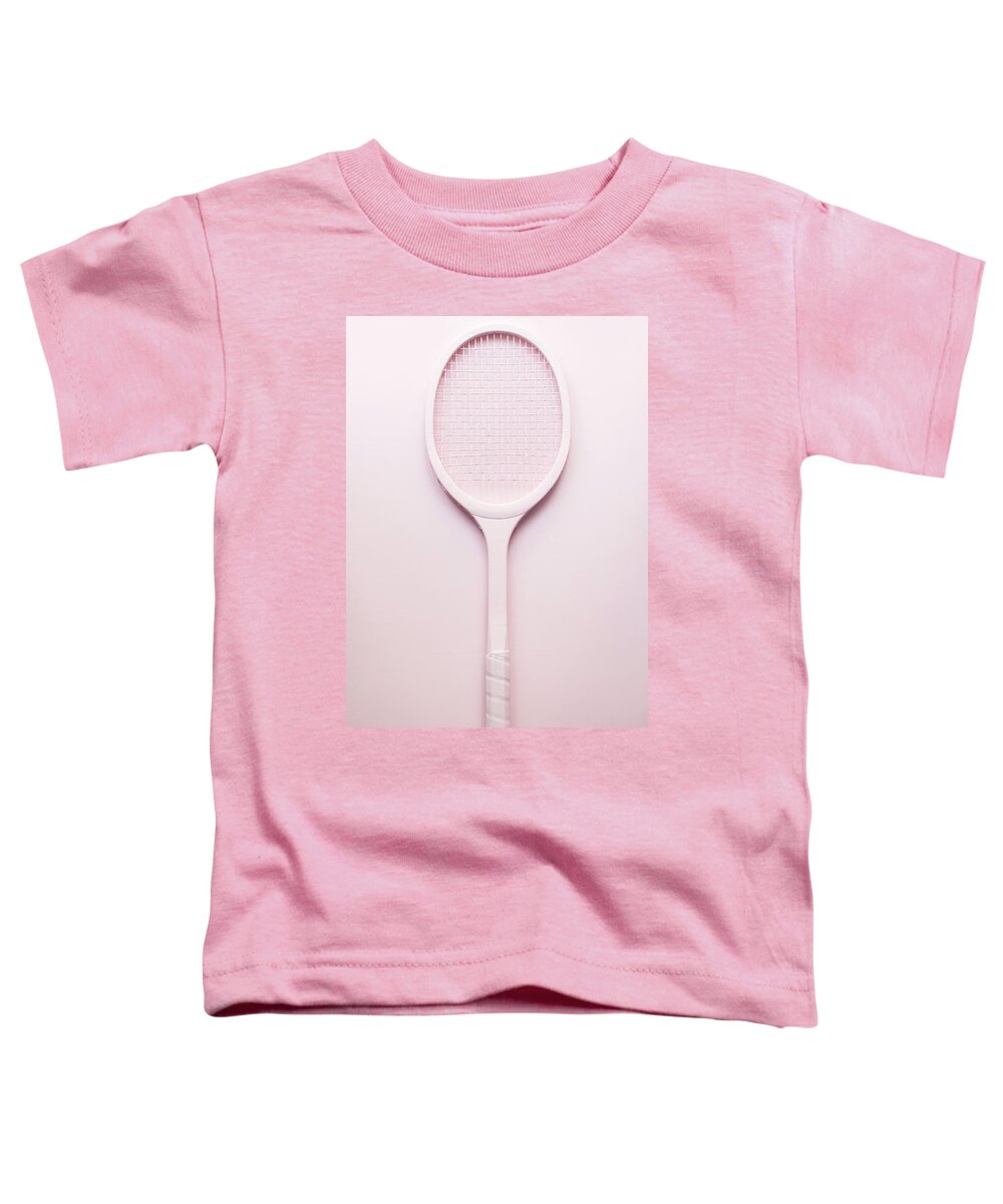 Racket Toddler T-Shirt featuring the photograph Pink racket tennis. Vintage sport by Andrey A