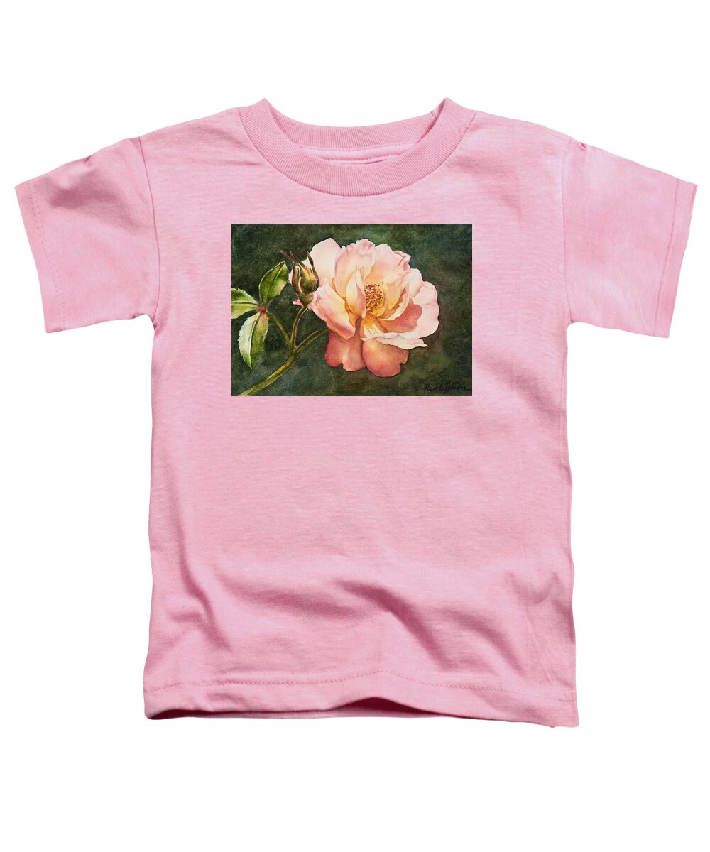 Floral Toddler T-Shirt featuring the painting Pink Rose by Heidi E Nelson