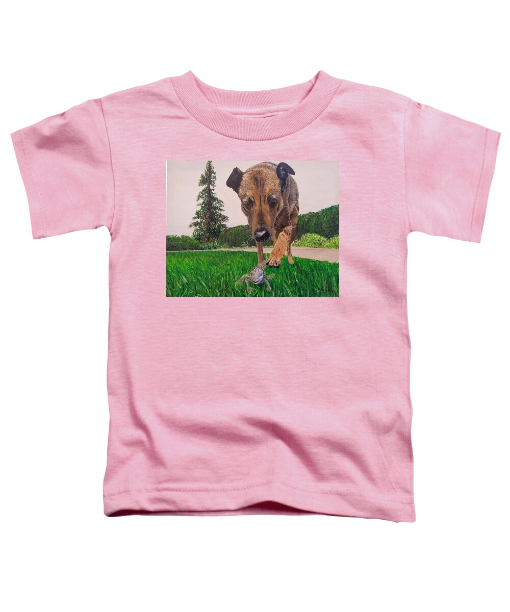 Dog Toddler T-Shirt featuring the painting Play With Me by Kevin Daly