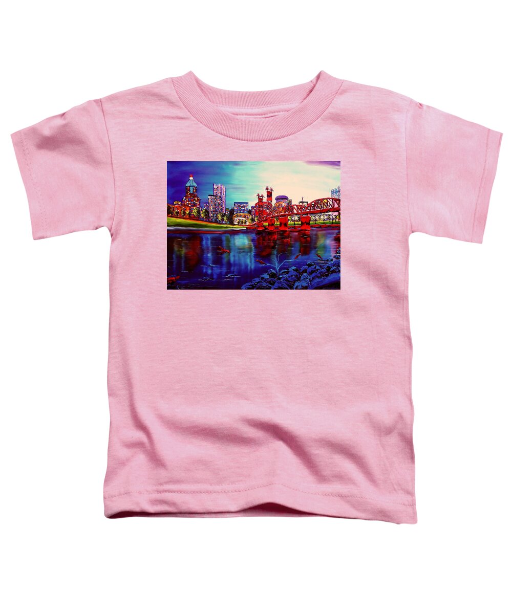  Toddler T-Shirt featuring the painting Portland City Lights #93 by James Dunbar