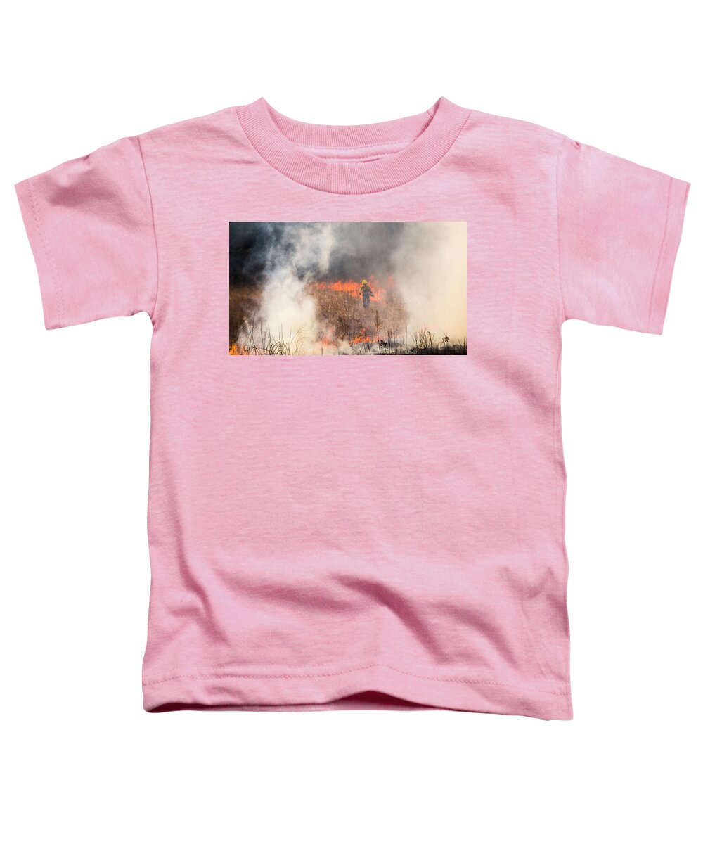 Fire Toddler T-Shirt featuring the photograph Prescribed Burn 2 - UW Arboretum - Madison - Wisconsin by Steven Ralser