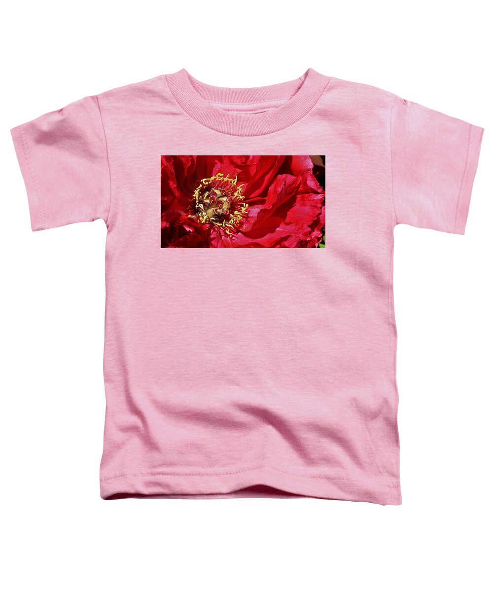  Toddler T-Shirt featuring the photograph Red Peony in the Spring. by Bruce Bley