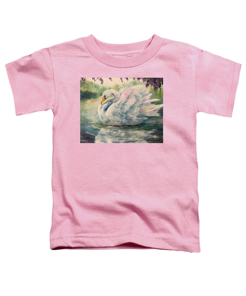 Swan Toddler T-Shirt featuring the painting Regal Swan by ML McCormick
