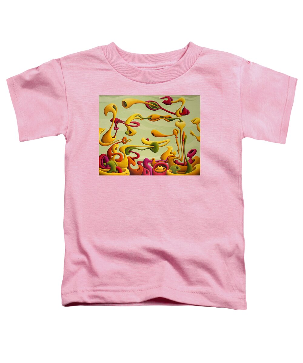 Abstract Toddler T-Shirt featuring the painting Relearning Gravitational Resistance by Amy Ferrari