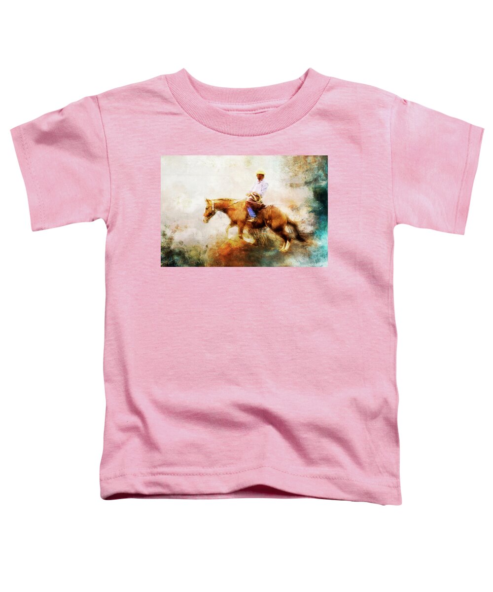 Cowboy Toddler T-Shirt featuring the photograph Ride for the Win by Toni Hopper