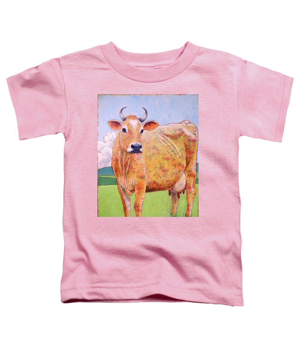 Jersey Cow Toddler T-Shirt featuring the painting Rosy the Jersey by Ande Hall