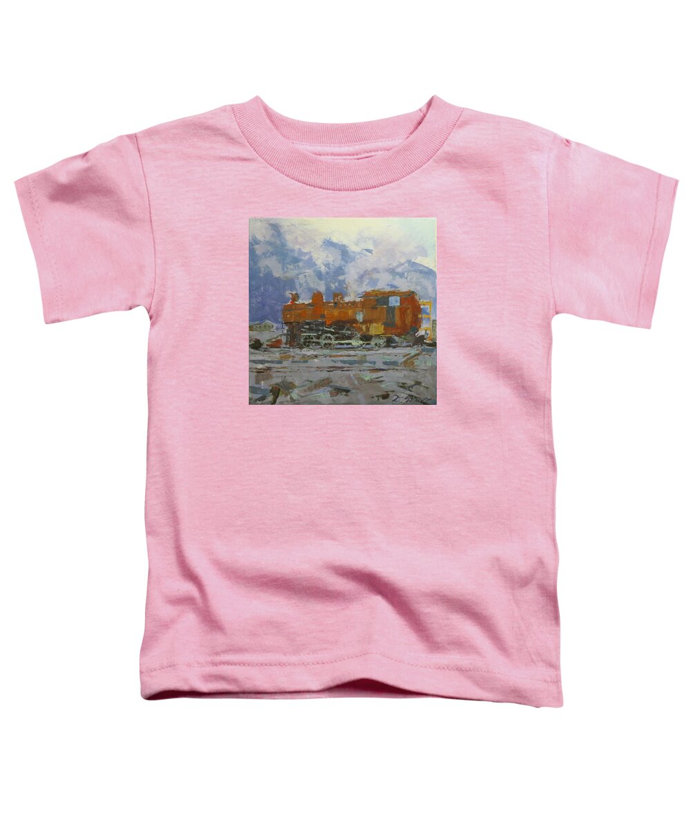 Steam Locomotive Toddler T-Shirt featuring the painting Rusty Loco by David Gilmore