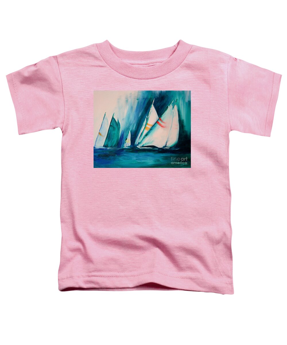Sailboats And Abstract 2 Toddler T-Shirt featuring the painting Sailboat studies by Julie Lueders 
