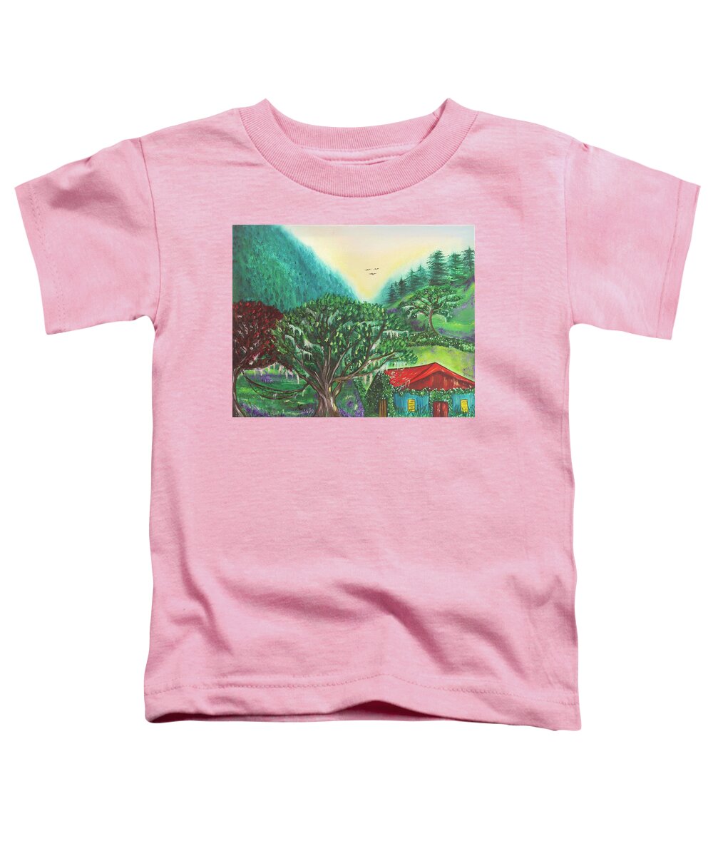 Sanctuary Toddler T-Shirt featuring the painting Sanctuary by Neslihan Ergul Colley