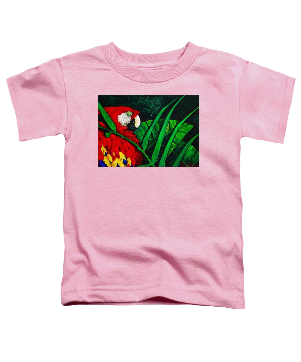 Birds Toddler T-Shirt featuring the painting Scarlet Macaw head study by Dana Newman