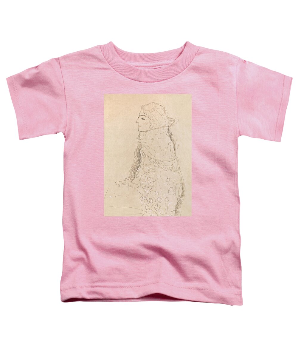 Klimt Toddler T-Shirt featuring the drawing Seated Woman by Gustav Klimt