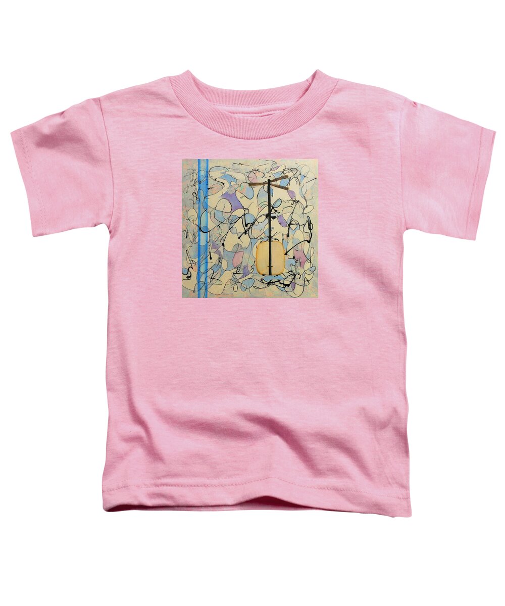 Shamisen Oriental Japanese Chinese Strings Music Classical Lines Instrument Blue Purple White Overlays Black Imagination Relaxing Sound Toddler T-Shirt featuring the painting Shamisen by David MINTZ