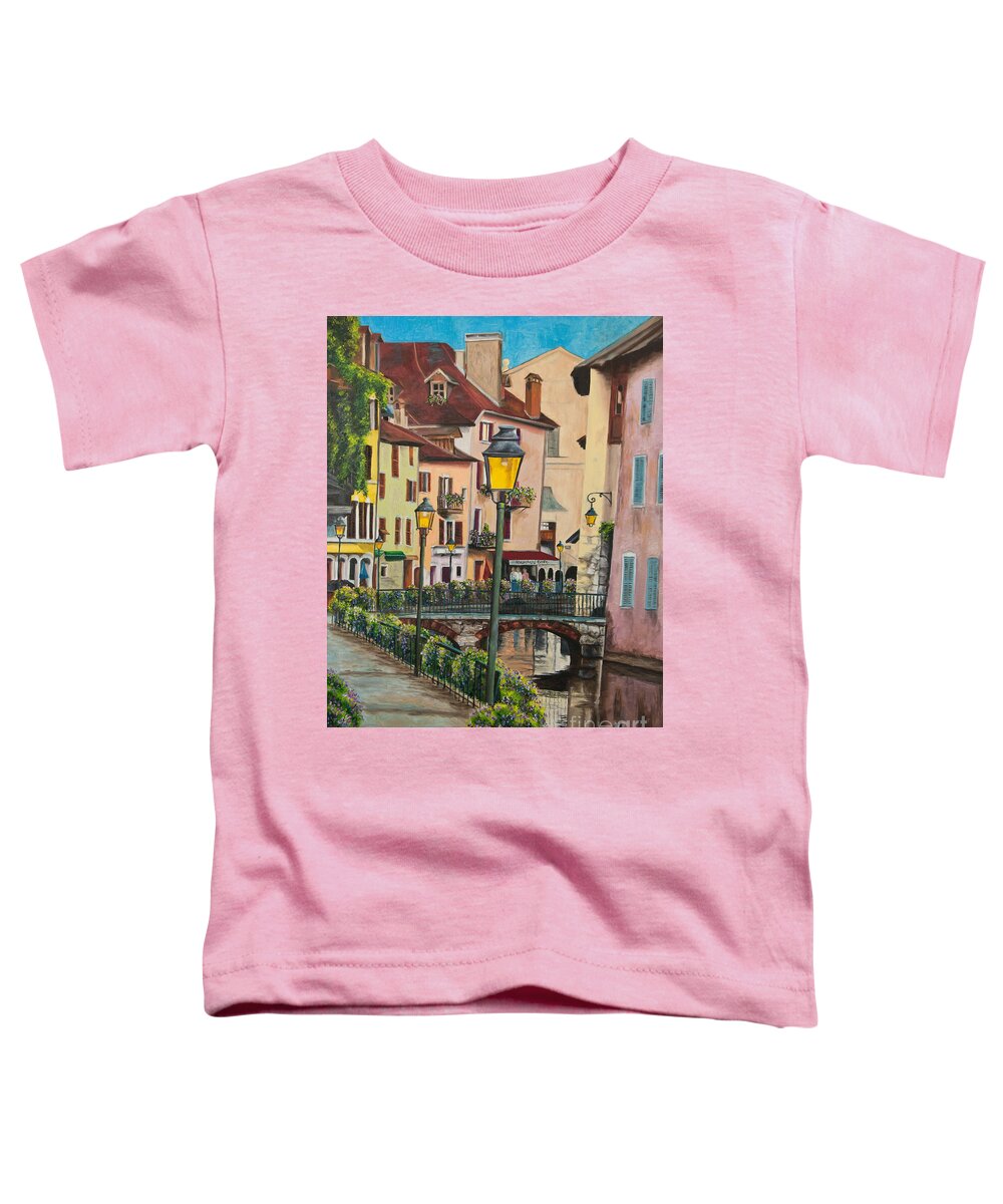 Annecy France Art Toddler T-Shirt featuring the painting Side Streets in Annecy by Charlotte Blanchard