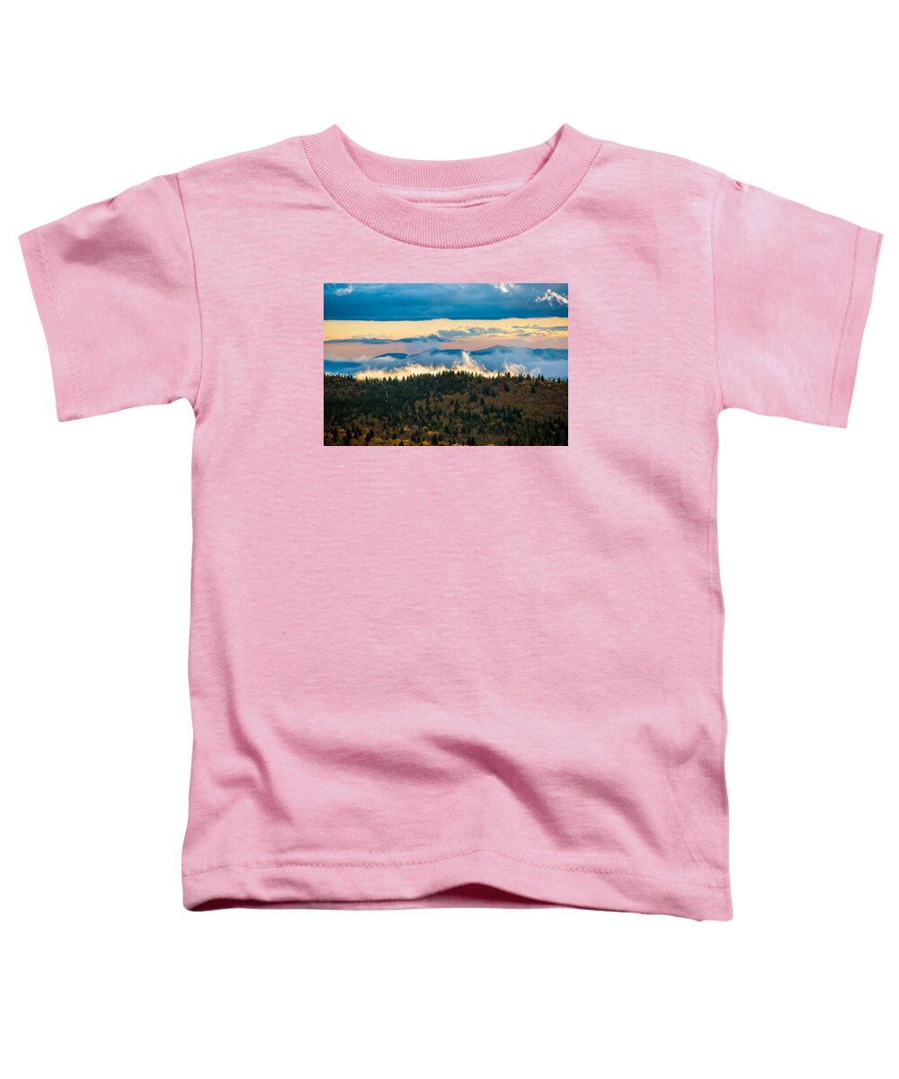 Blue Ridge Mountains Toddler T-Shirt featuring the photograph Smokey Clouds on the Blue Ridge Mountains by Donnie Whitaker
