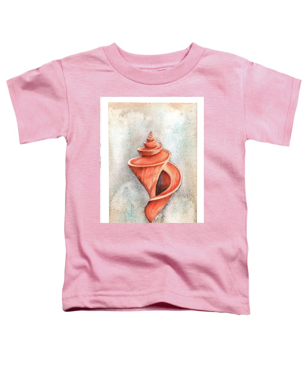 Seashell Toddler T-Shirt featuring the painting Spiral Shell by Hilda Wagner